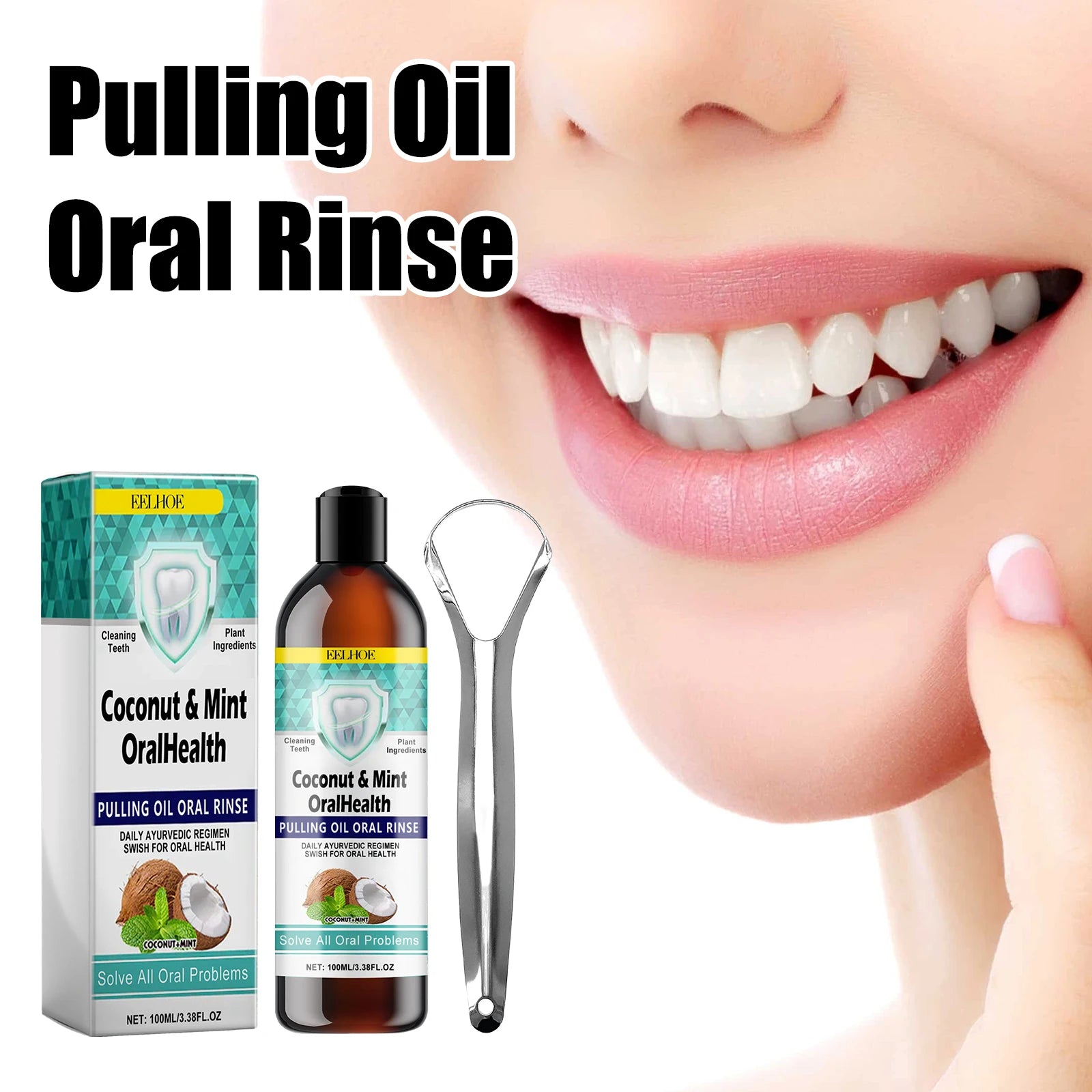 Gingival Repair Drops Coconut Mint Pulling Oil Mouthwash Relieves Toothache Remove Odor Fresh Breath Whiten Tool Mouth Care 30ml