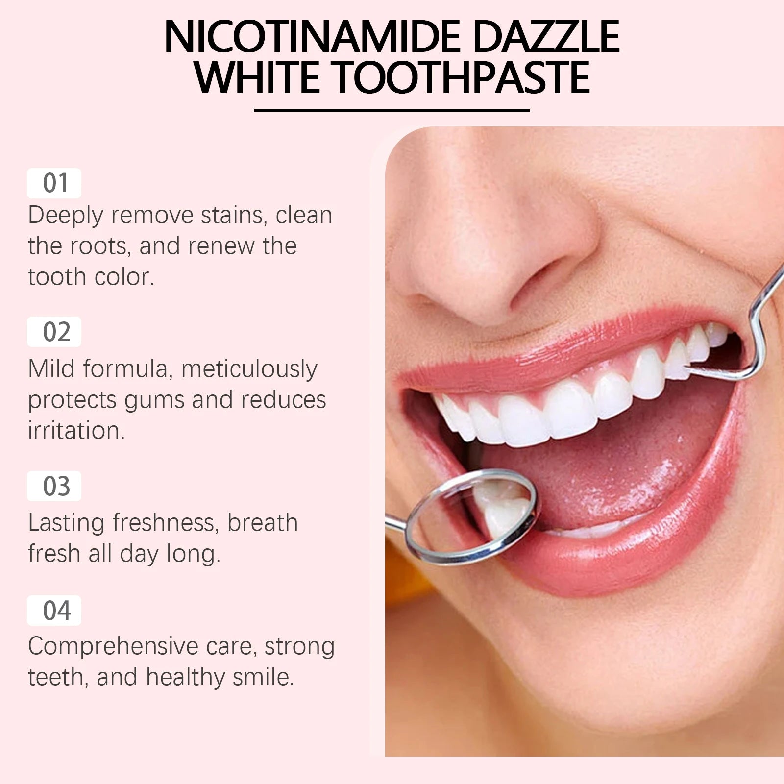 Niacinamide Whitening Toothpaste Dental Stains Removing Prevent Bad Breath Oral Cleaning Refreshing Reduces Plaque Toothpaste