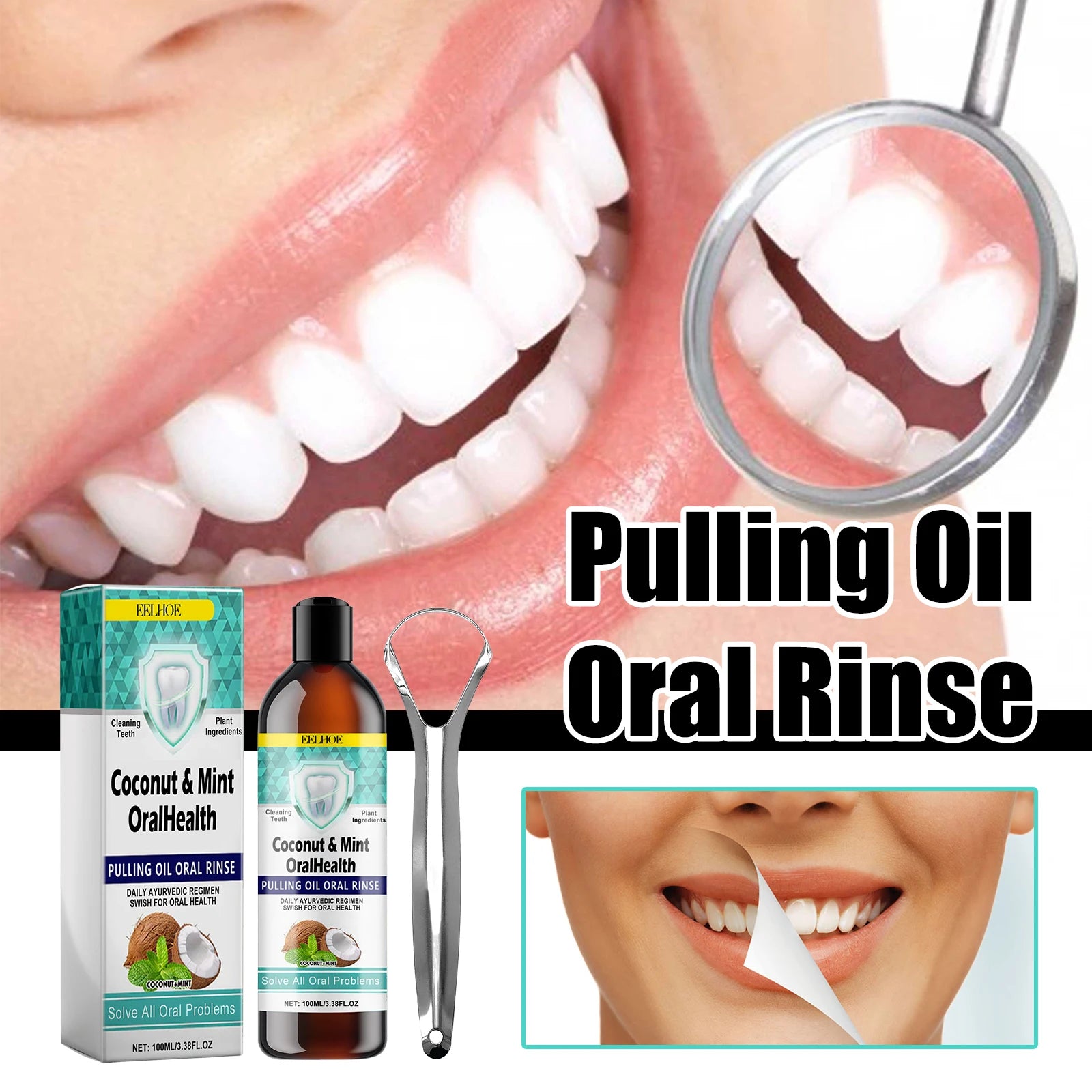 Gingival Repair Drops Coconut Mint Pulling Oil Mouthwash Relieves Toothache Remove Odor Fresh Breath Whiten Tool Mouth Care 30ml