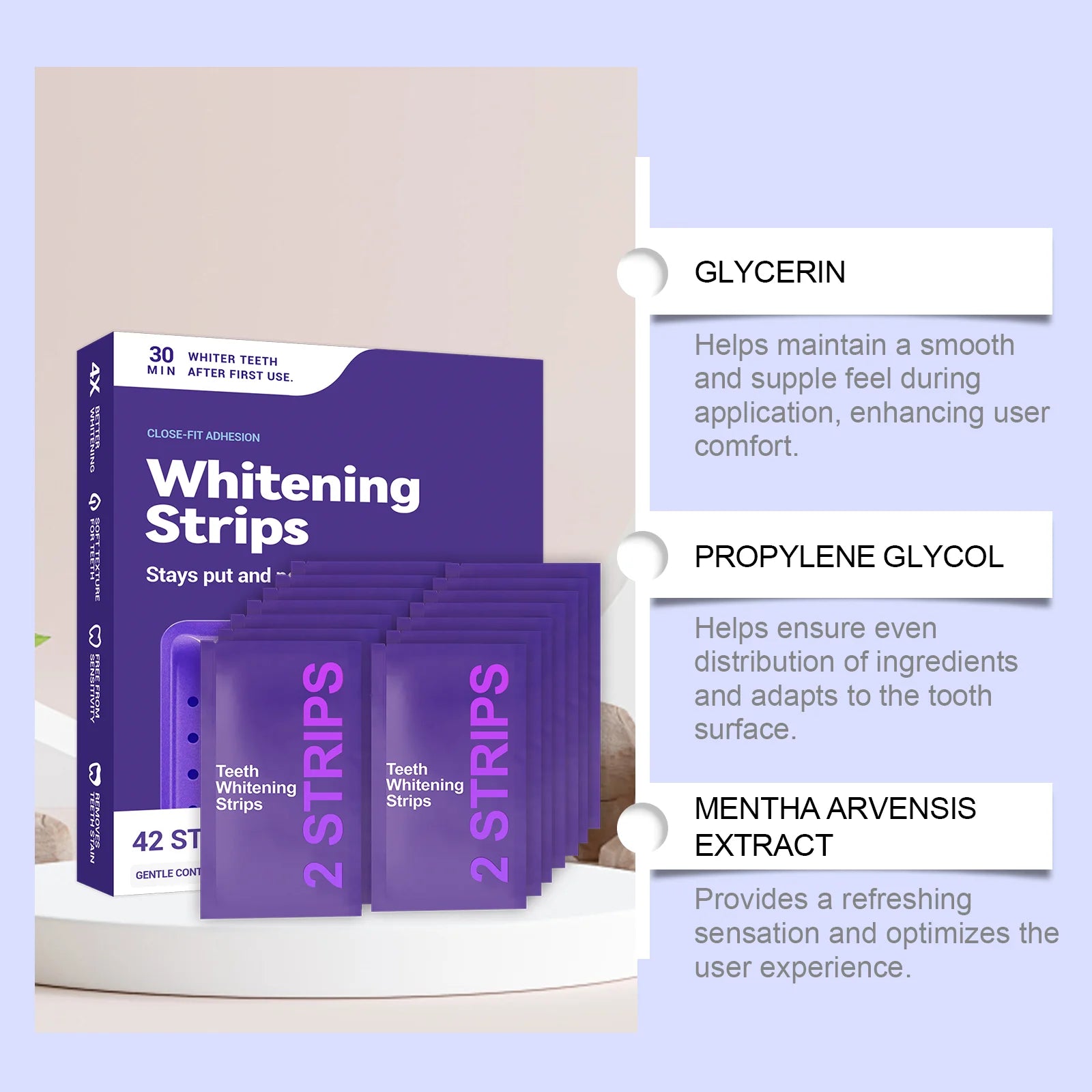 Purple Teeth Whitening Strips Improve Dental Yellowing Oral Cleaning Gel Teeth Bright Stain for Lasting Bright Smile