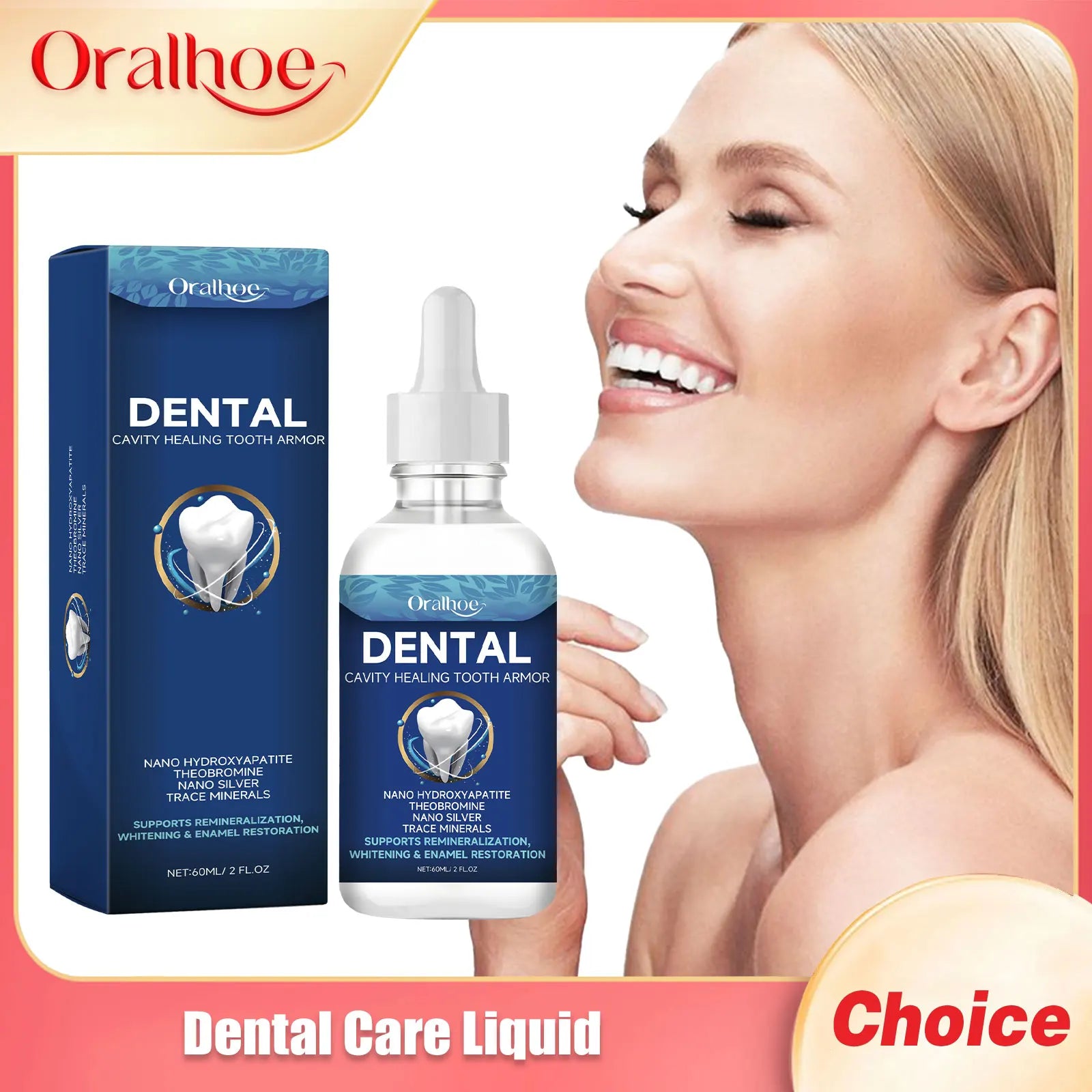 Oralhoe Dental Care Liquid Lasting Freshing Breath Deep Cleaning Oral Hygiene Removes Plaque Stains Teeth Brightening Serum 60ml