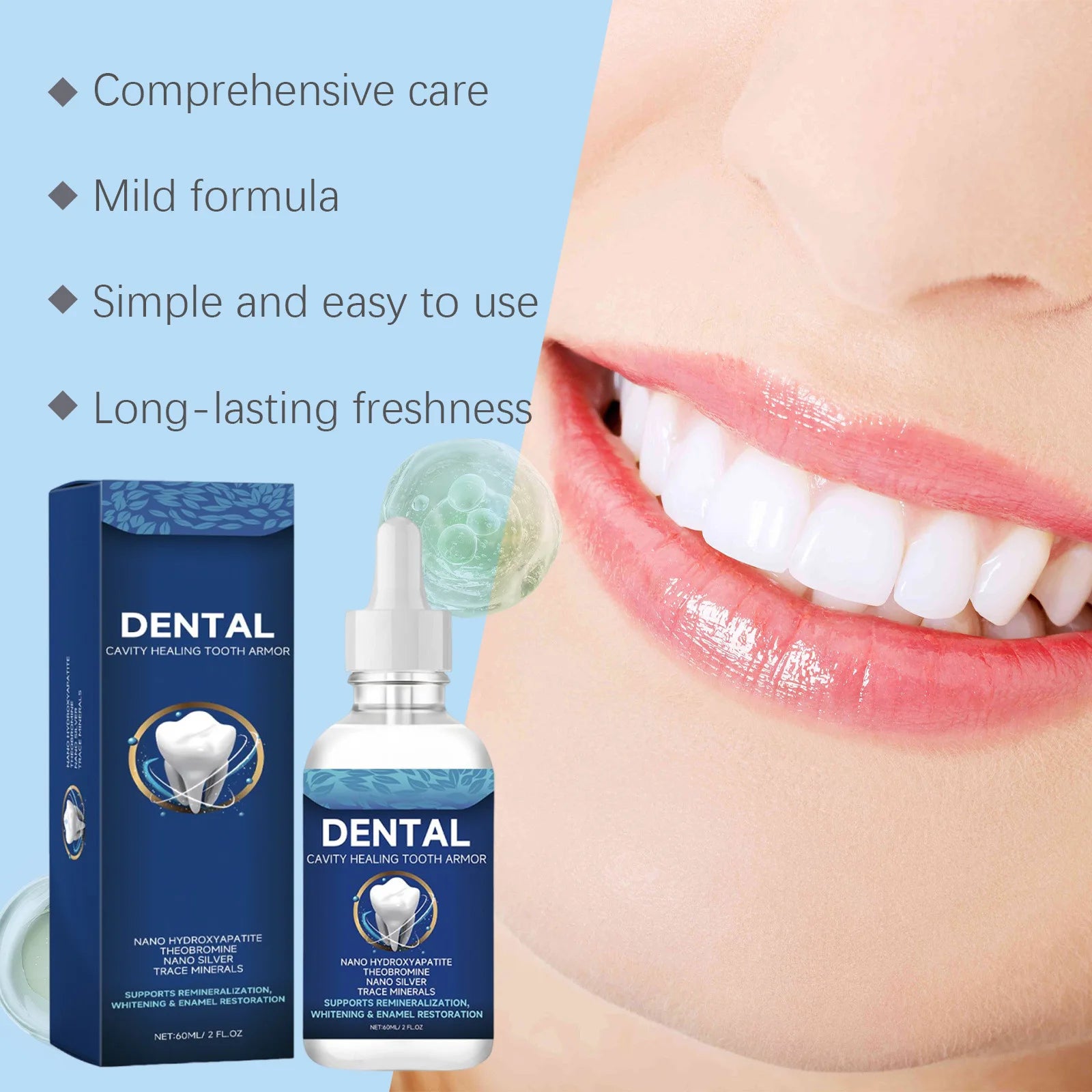 Oralhoe Dental Care Liquid Lasting Freshing Breath Deep Cleaning Oral Hygiene Removes Plaque Stains Teeth Brightening Serum 60ml